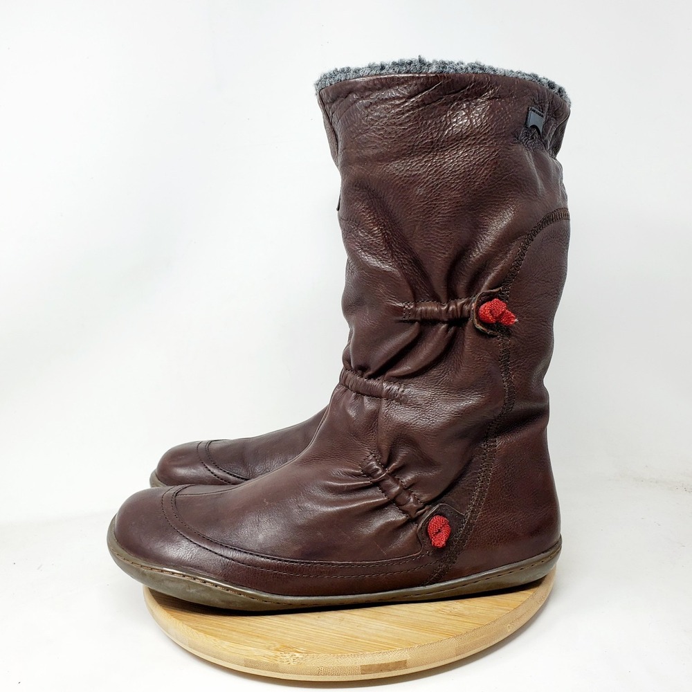Camper Peu Tall Boots Womens 39 Brown Leather Lined Winter Minimalist Shoes